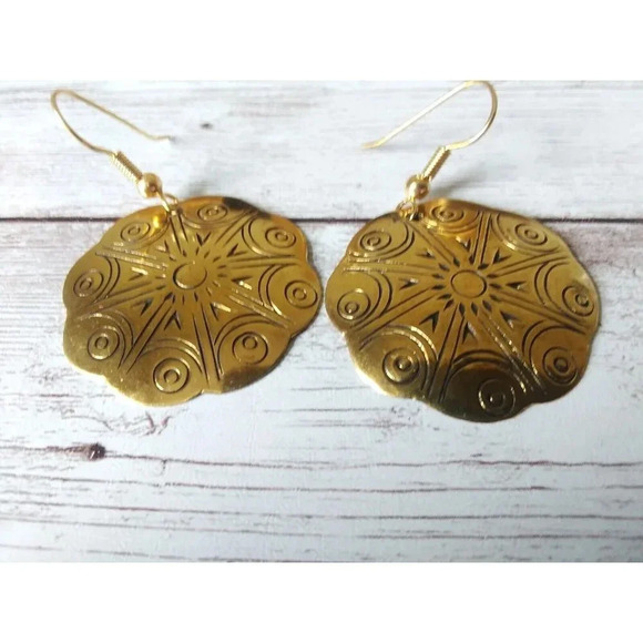 Brass Ornamental Dangle Earrings with Gift Box - Picture 2 of 4